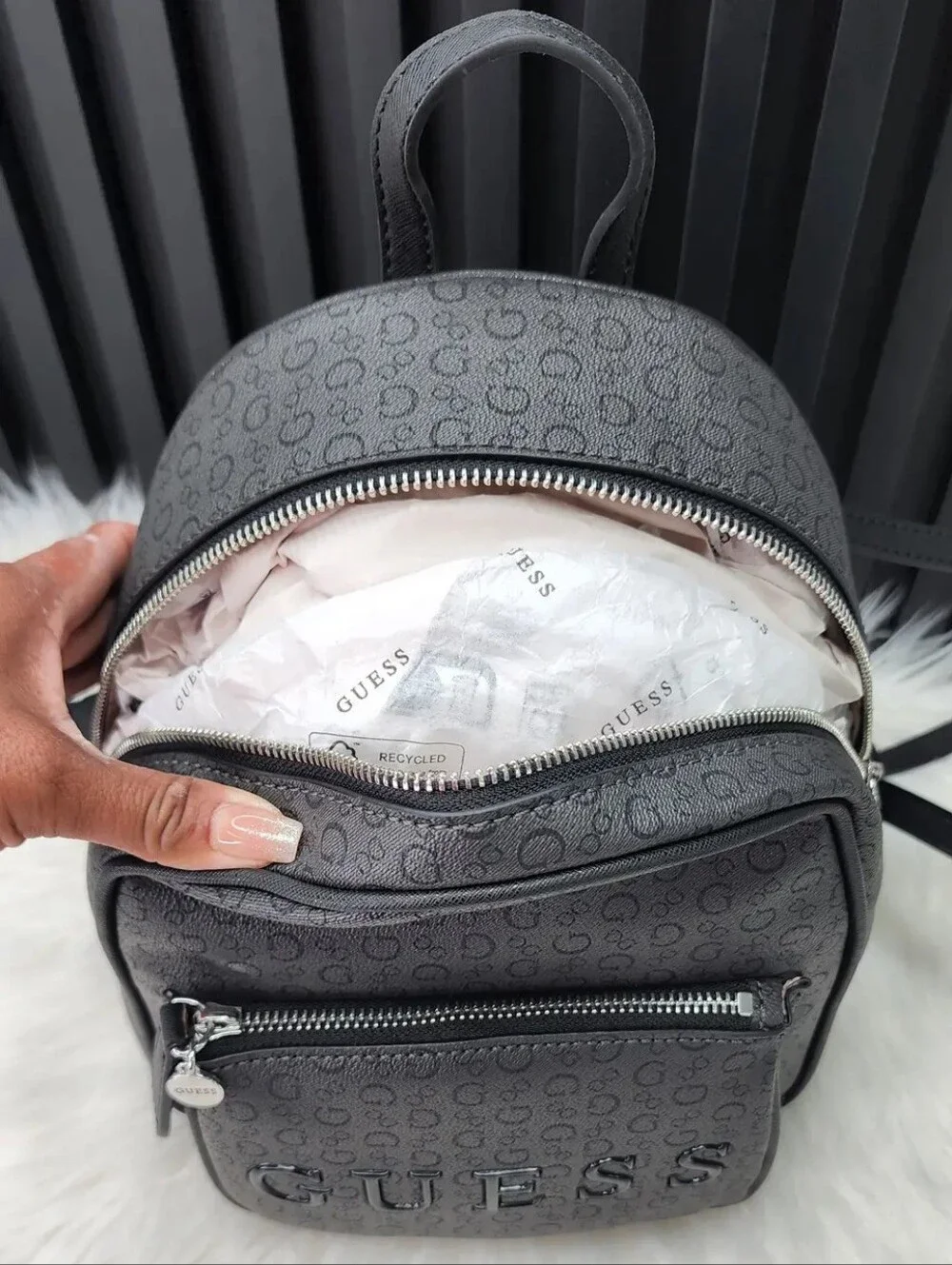 GUESS Grey Logo Backpack for Men